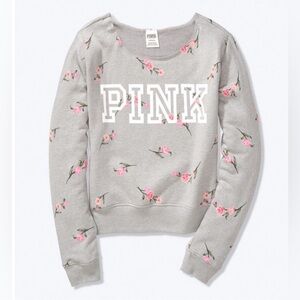 PINK Victoria Secret Grey Off  Shoulder Sweater Cropped Top